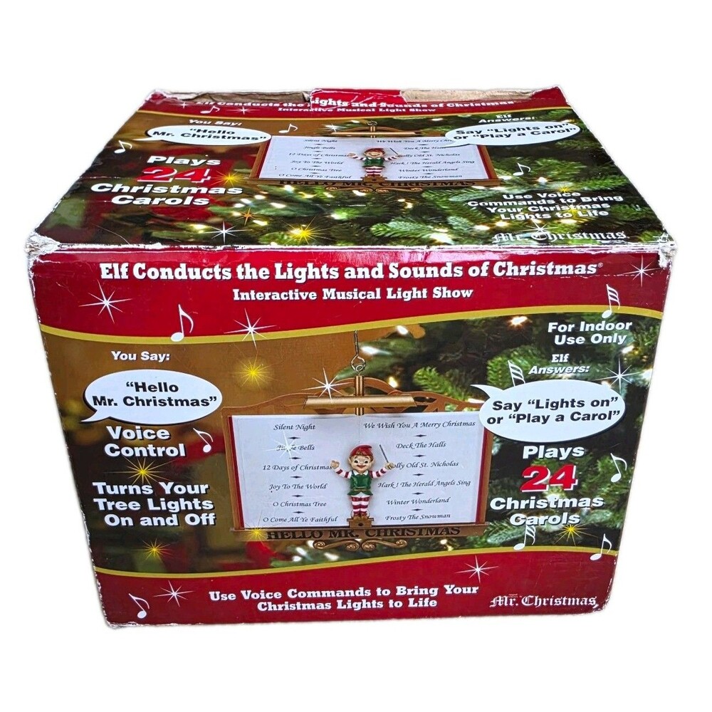 Mr. Christmas Interactive Musical Light Show Control Box Elf, Voice Control